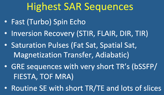 SAR intense sequences MRI