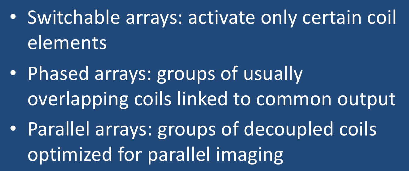 MRI phased array, parallel array